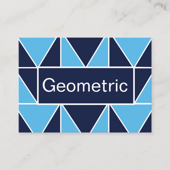 Carte de visite à motif géométrique triangle bleu  (Devant)
