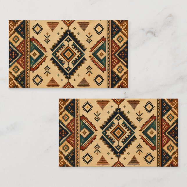 Carte de visite à motif géométrique tribal Boho |  (Devant / Derrière)
