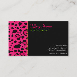 Carte de visite à motif léopard guépard rose néon