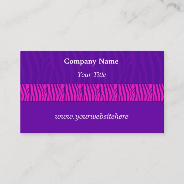 Carte de visite à motif zèbre violet (Devant)