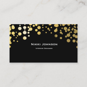 Carte de visite à points de confettis avec feuille