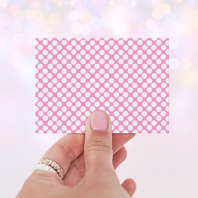 Carte de visite à pois blancs (Pink and white polka dot business cards.)