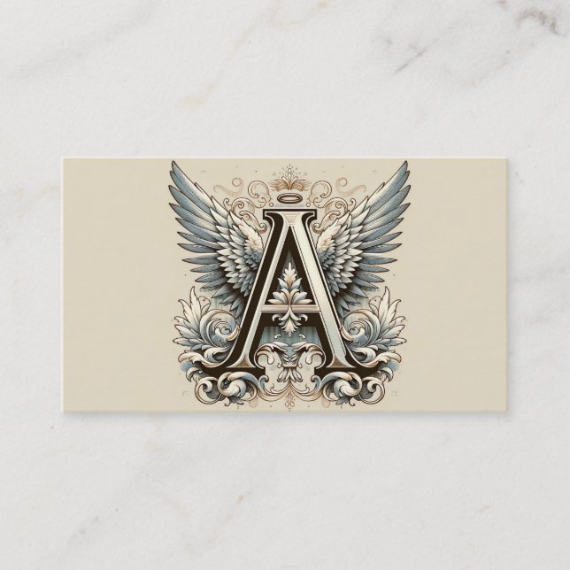 Carte De Visite A pour lettre alphabet Angel Initial (Devant)