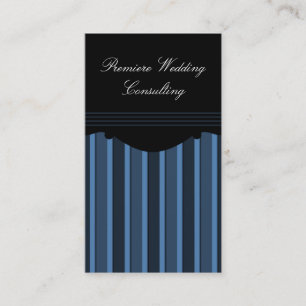 Carte de visite à rayures chic, bleu foncé