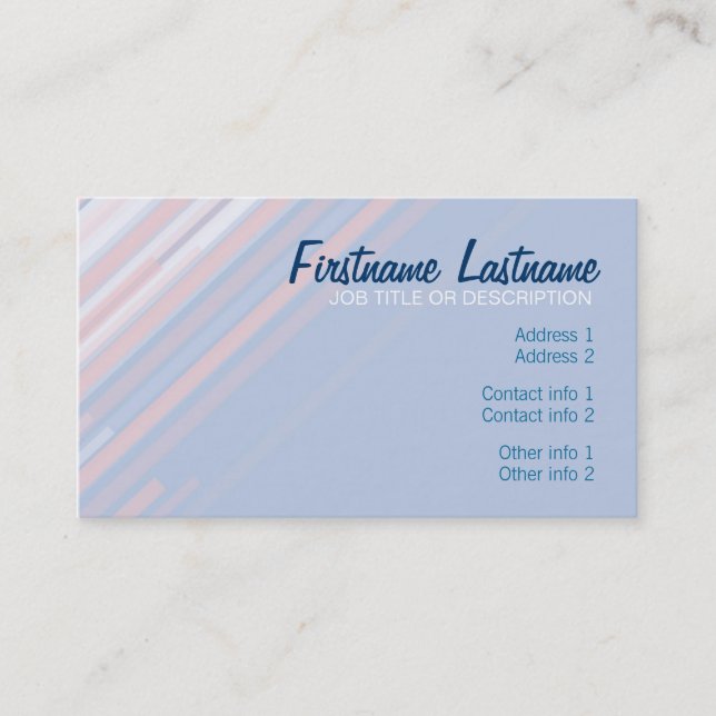 Carte de visite à rayures diagonales pastel (Devant)