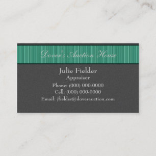 Carte de visite à rayures polies, gris et vert de 