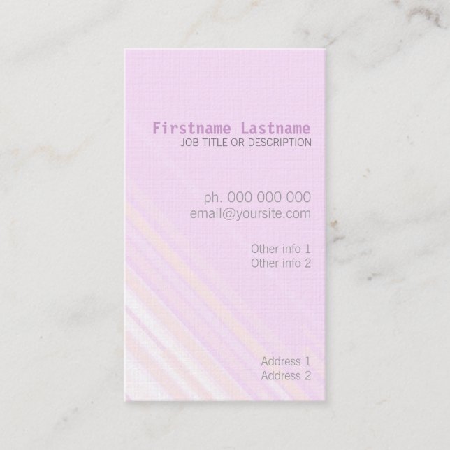 Carte de visite à rayures rose pastel (Devant)