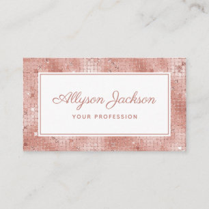 Carte de visite à script holographique or rose