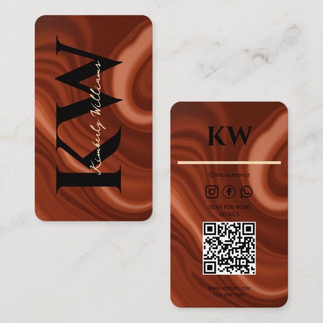 Carte de visite à spirale au chocolat - sucré et u (Devant / Derrière)