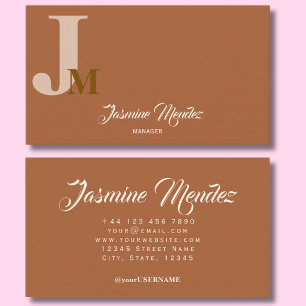 Carte de visite à typographie Monogram Terracota