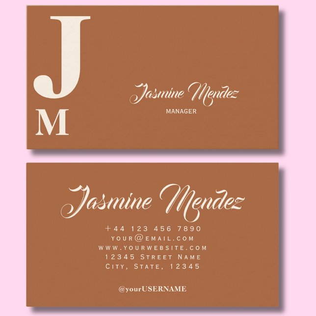 Carte de visite à typographie terracotta monogramm (Créateur téléchargé)