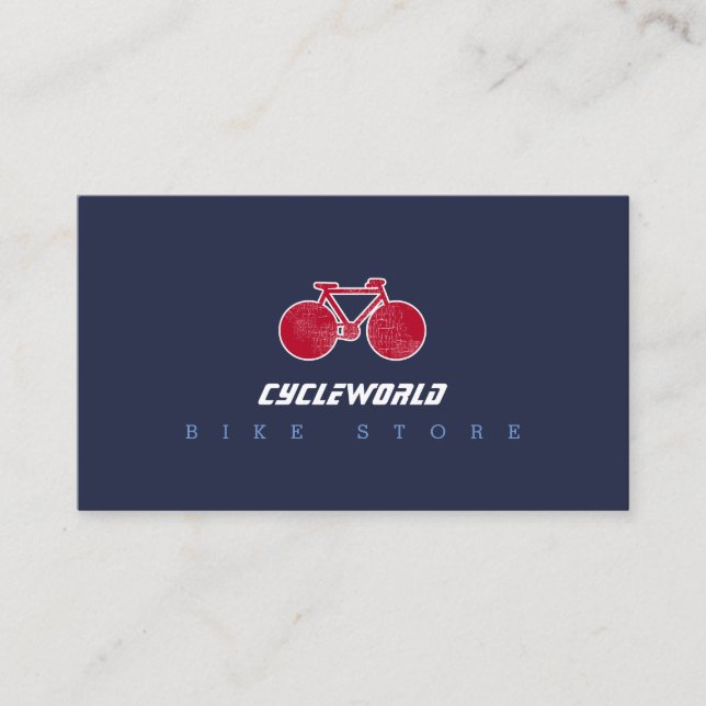 carte de visite à vélo bleu avec vélo rouge (Devant)