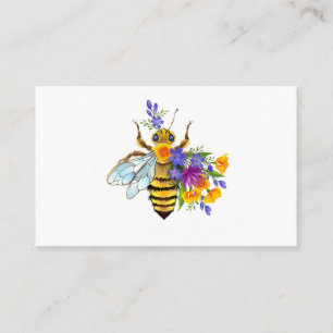 Carte De Visite Abeille à fleurs avec plantes sauvages
