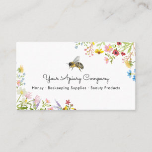 Carte De Visite Abeille à l'aquarelle Apiary Fleur Sauvage