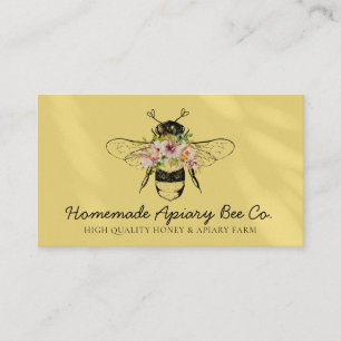 Carte De Visite Abeille à Miel Apiary Fleur Jaune Blush Hearts