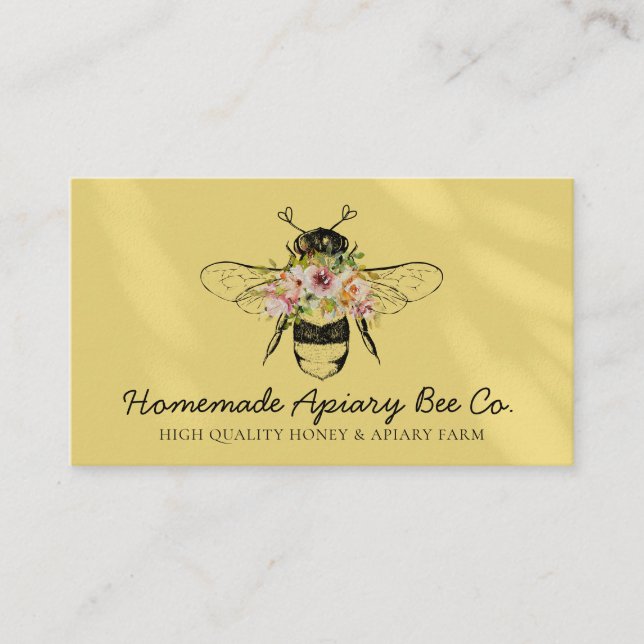 Carte De Visite Abeille à Miel Apiary Fleur Jaune Blush Hearts (Devant)