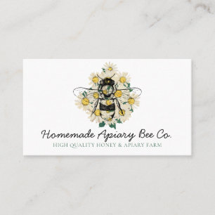 Carte De Visite Abeille à Miel de la Ruche Fleurs de Marguerite Cœ