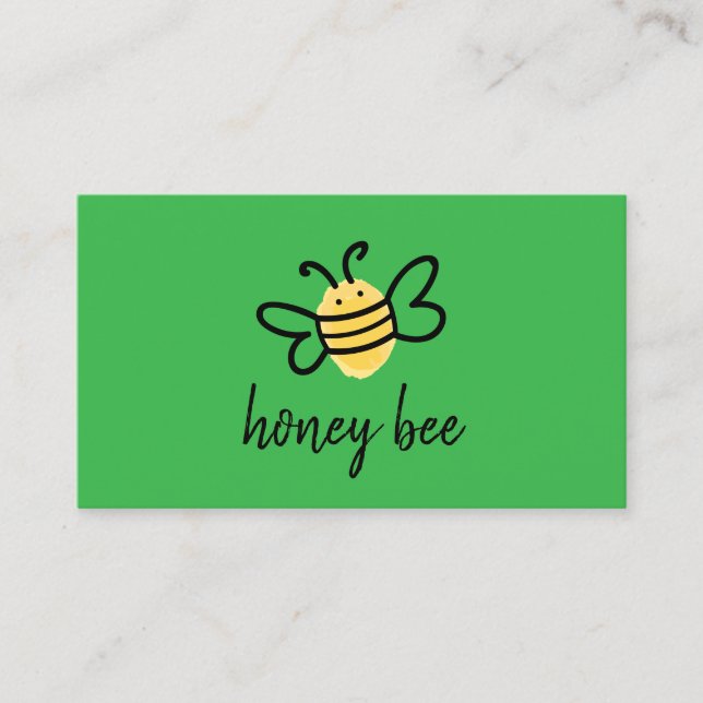 Carte De Visite Abeille à miel simple verte (Devant)