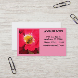 Carte de visite - Abeille à miel sur fleur rose