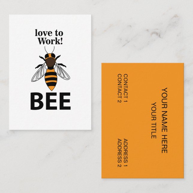 Carte De Visite Abeille aime travailler abeille (Devant / Derrière)