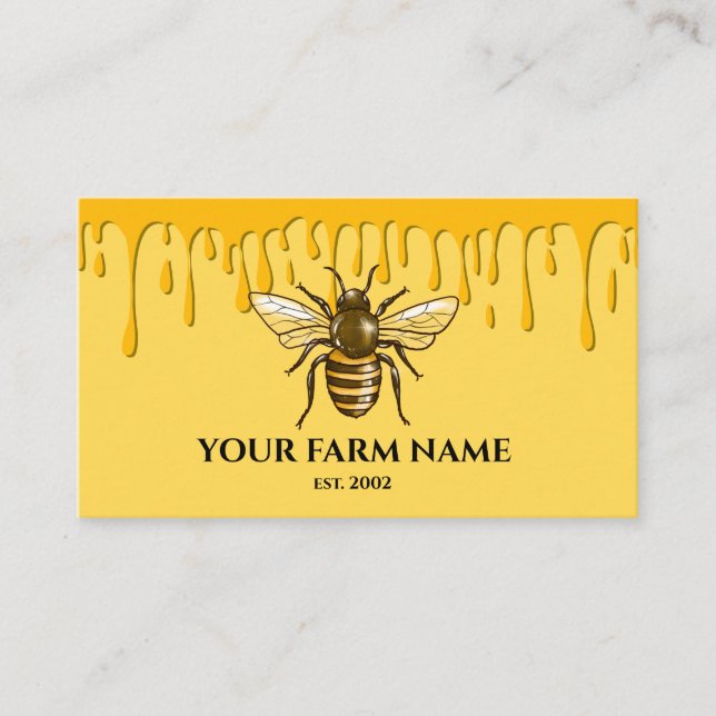 Carte De Visite Abeille Apiariste Ferme d'abeilles Honeycomb (Devant)
