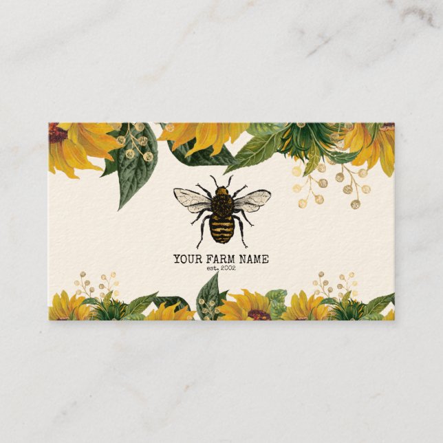 Carte De Visite Abeille Apiariste Ferme d'abeilles Honeycomb Bu (Devant)