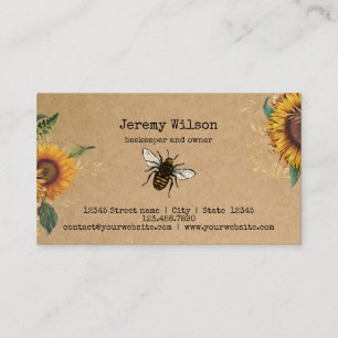 Carte De Visite Abeille Apiariste Ferme d'abeilles Honeycomb Bu