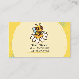 Carte De Visite Abeille Cool sur une Marguerite