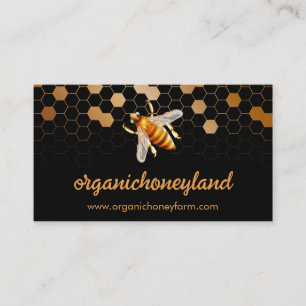 Carte De Visite Abeille Or Noir sur rucher en apiculture