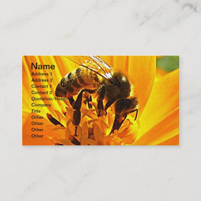 Carte De Visite Abeille sur une Fleur (Devant)
