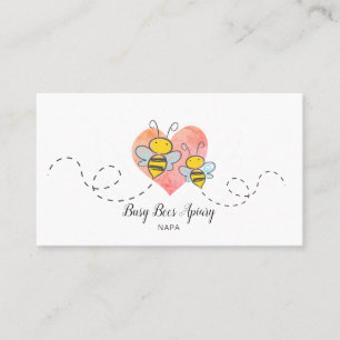 Carte De Visite Abeilles de miel mignonnes Coeur rose Apiary apicu