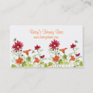 Carte De Visite Abeilles de miel Nasturtium Rouge Peint Daisy
