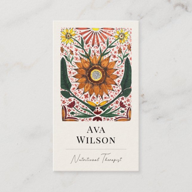 Carte De Visite Abstract Colorful Painted Botanicals with Photo  (Devant)