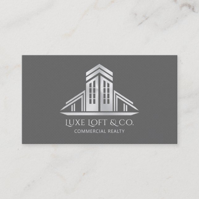 Carte De Visite Abstract Real Estate Logo | Gray  (Devant)