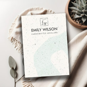 CARTE DE VISITE ABSTRAIT AQUA BLEU CÉRAMIQUE EARRING AFFICHER LOGO