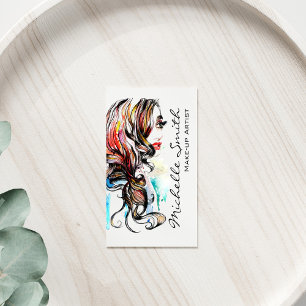 Carte De Visite Abstrait Aquarelle encre coloré femme maquillage