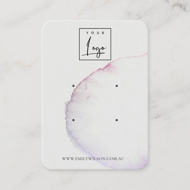 Carte De Visite Abstrait Argent gris rose violet 2 oreille écran (Devant)