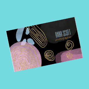 Carte De Visite Abstrait artistique moderne or noir rose bleu