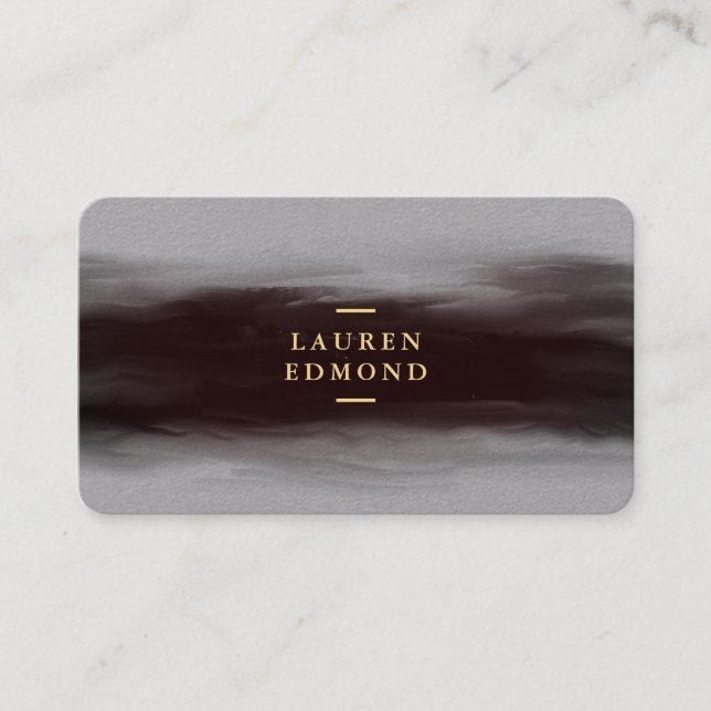 Carte De Visite Abstrait Black Ink Brushstroke Premium Grey (Devant)