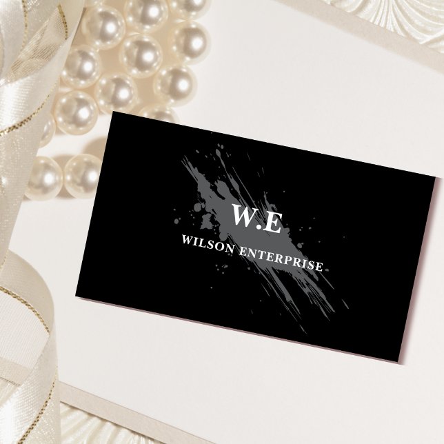 Carte De Visite abstrait classique en noir et blancCarte de visite (Créateur téléchargé)