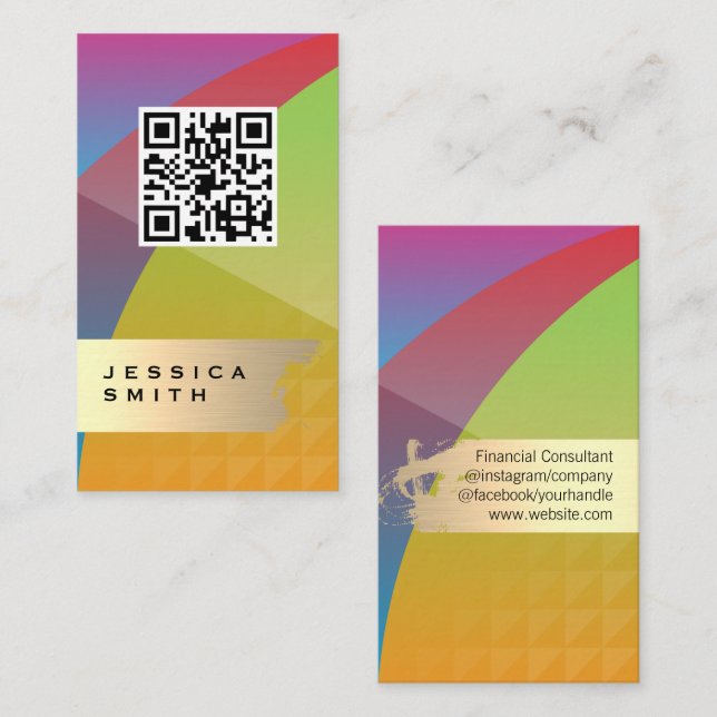 Carte De Visite Abstrait coloré | Analyse QR (Devant / Derrière)
