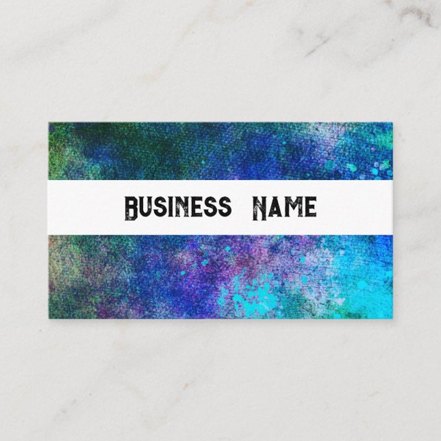 Carte De Visite abstrait couleur splatter violet turquoise personn (Devant)