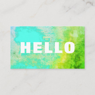 Carte De Visite Abstrait créatif Bonjour Turquoise Aqua Lime Green