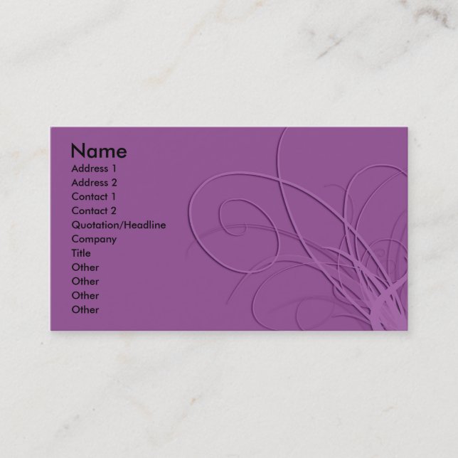 Carte de visite abstrait de pourpre (Devant)