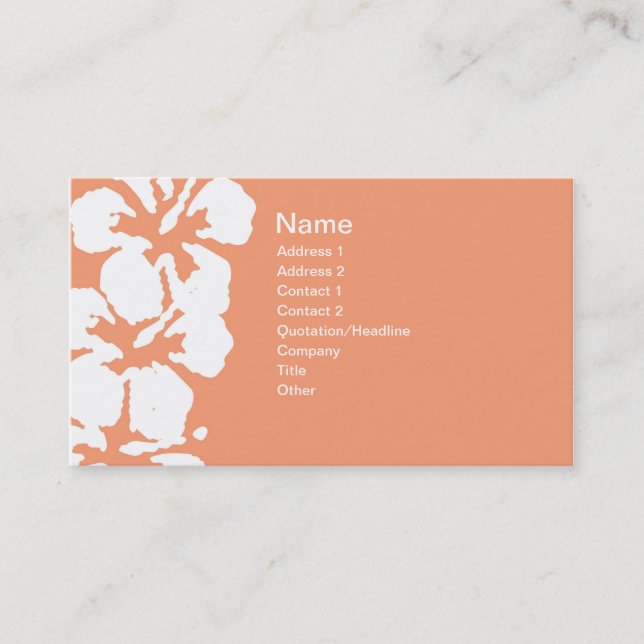 Carte De Visite Abstrait Hibiscus blanc sur Saumon (Devant)