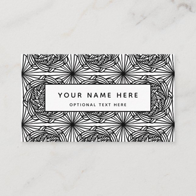 Carte De Visite Abstrait Line Art Noir Blanc Mandala (Devant)
