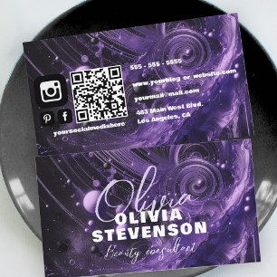 Carte De Visite Abstrait Luxury Glam Purple Beauty Consultant