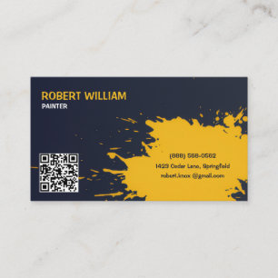 Carte De Visite Abstrait Moderne Jaune Tache d'Encre Personnalis