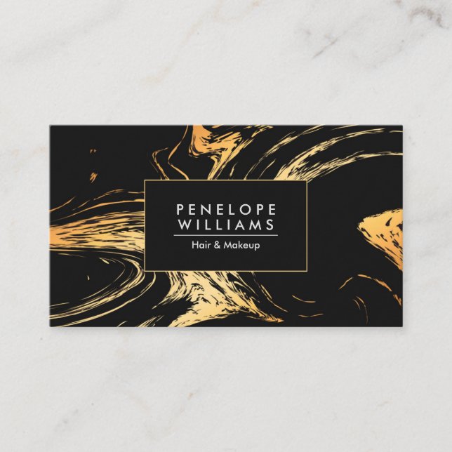 Carte De Visite Abstrait noir et or (Devant)