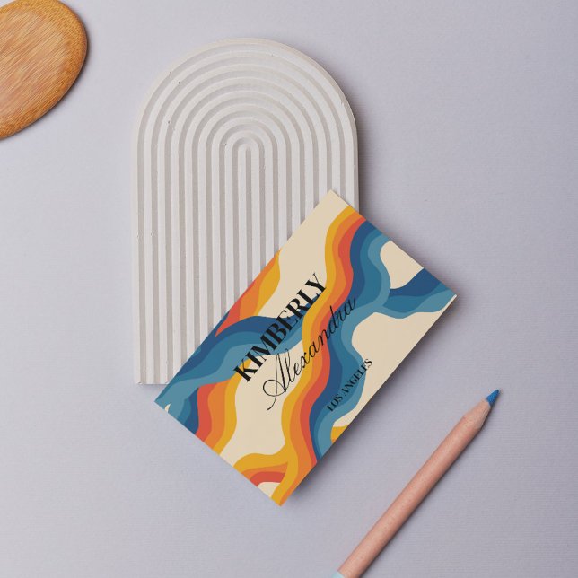 Carte De Visite Abstrait Retro Bleu Bleu Verre Gras Moderne (Créateur téléchargé)